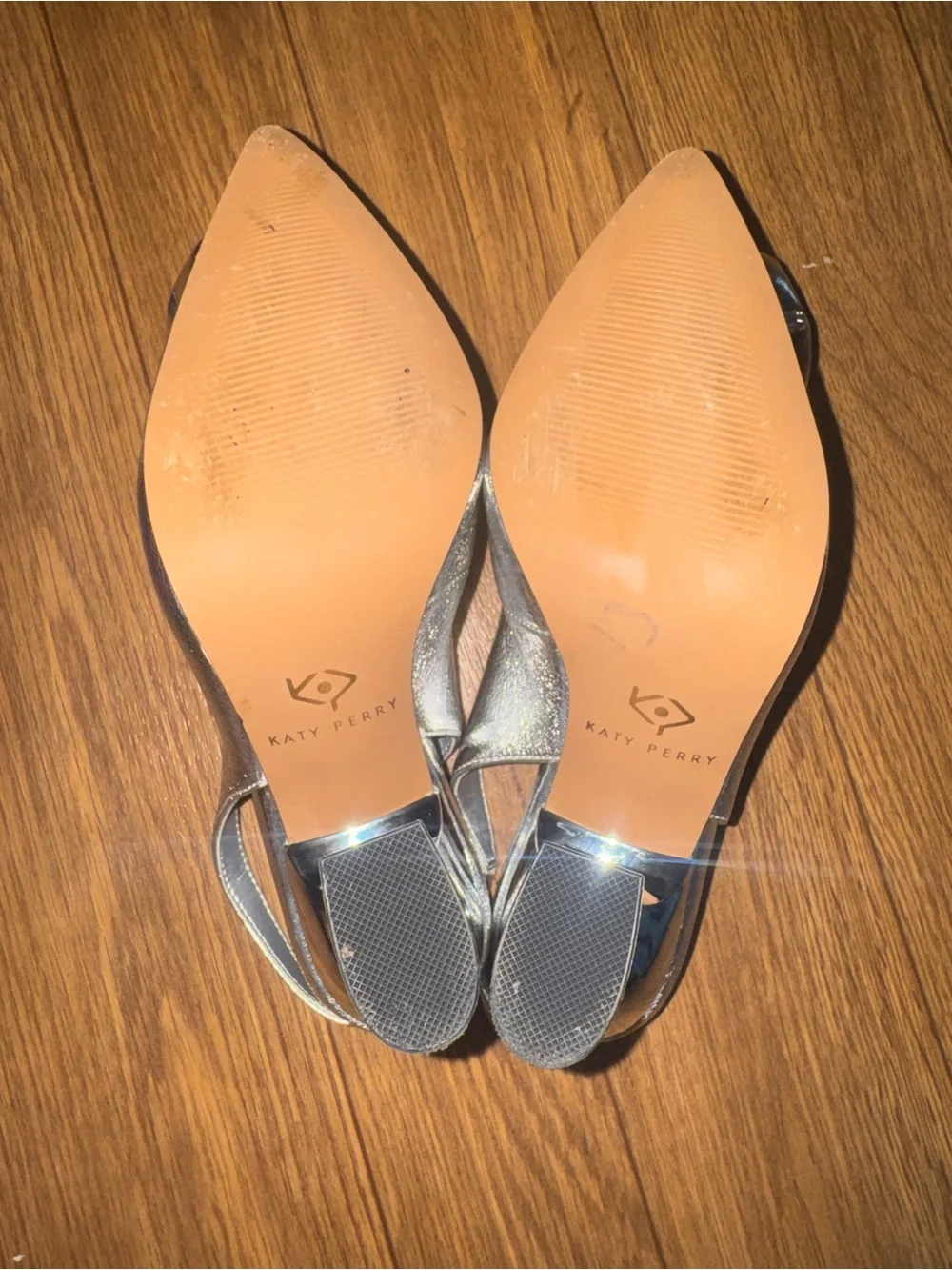 Silver Slingback Heels LATERR HIGH FLOWER 7.5M/37.5 w/Floral‎ Appliqué NWOB